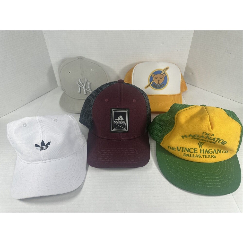 Lot Of 5 Hats Various Colors & Designs See Photos! Adidas New York Yankees Etc